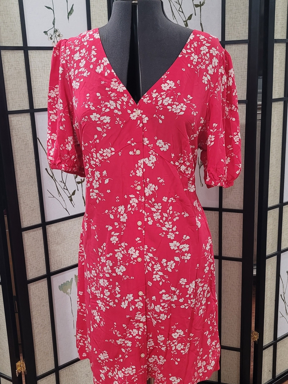 NWT Gap Women’s Red Floral Button-Front Dress